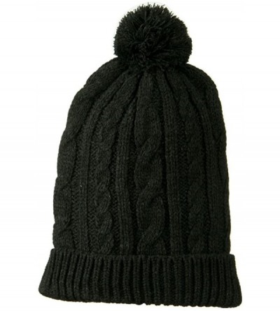 Skullies & Beanies Cable Knit Hat with Pom Pom - Grey W24S28F - CL11BKZAYH9 $11.03