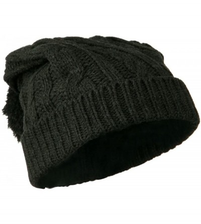 Skullies & Beanies Cable Knit Hat with Pom Pom - Grey W24S28F - CL11BKZAYH9 $11.03