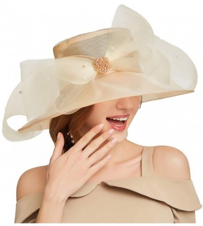 Sun Hats Accessories Women's Organza Kentucky Derby Hat Fashion New Ladies Multicolor Elegant Personality Sun Hat - Beige - C...