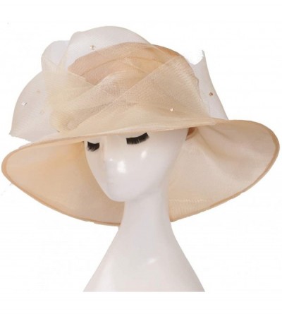 Sun Hats Accessories Women's Organza Kentucky Derby Hat Fashion New Ladies Multicolor Elegant Personality Sun Hat - Beige - C...