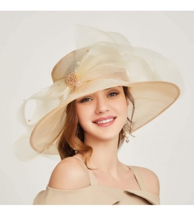 Sun Hats Accessories Women's Organza Kentucky Derby Hat Fashion New Ladies Multicolor Elegant Personality Sun Hat - Beige - C...