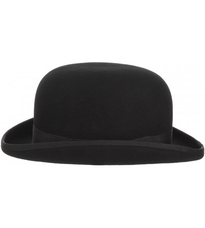 Fedoras Men's Wool Derby Bowler Hat Satin Lined Roll Short Brim Fedora Hat Gentleman Hat with Feather - Black - CU18KGGDRTQ $...