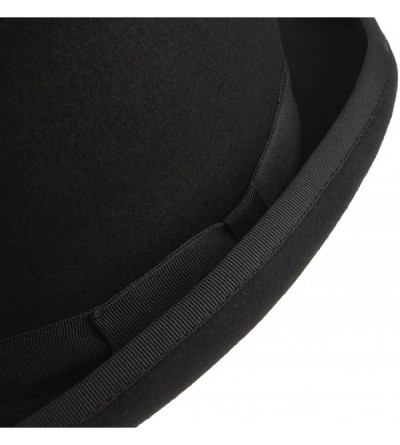 Fedoras Men's Wool Derby Bowler Hat Satin Lined Roll Short Brim Fedora Hat Gentleman Hat with Feather - Black - CU18KGGDRTQ $...