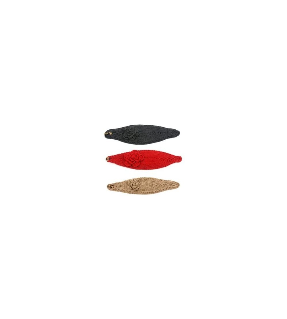 Headbands Women's Headband Neck/Ear Warmer Hand Made Black 812HB - 3 Pcs Gry+red+bei - C311S9C8WSZ $12.91