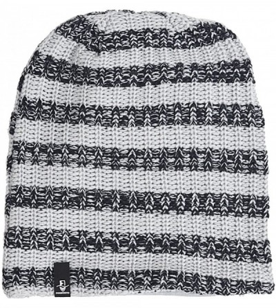 Skullies & Beanies Mens Slouchy Long Oversized Beanie Knit Cap for Summer Winter B08 - Light Grey With Black - CW12M7EXX07 $1...