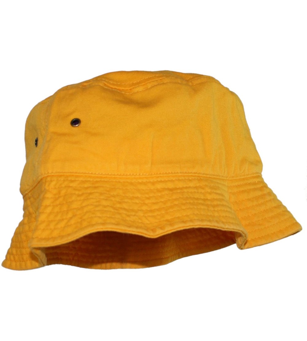 Bucket Hats Simple Solid Cotton Bucket Hat - Yellow - CJ11LXK9E69 $13.04