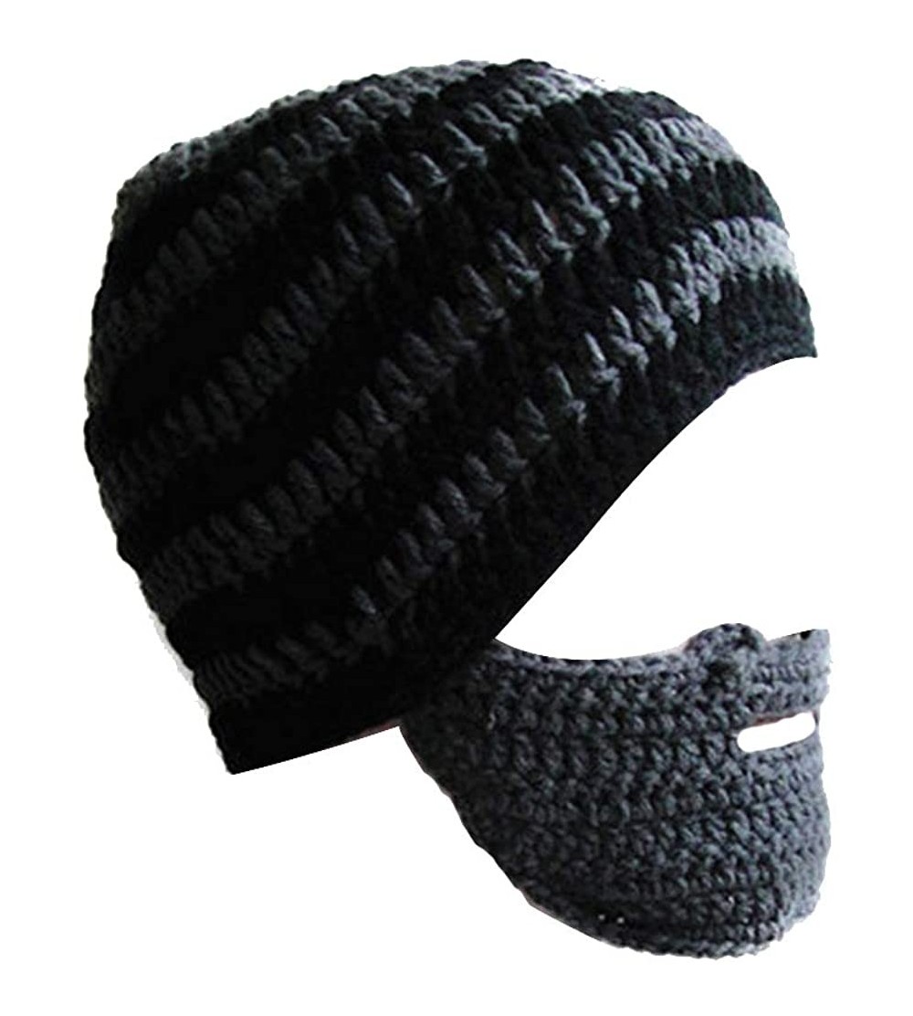 Skullies & Beanies Windproof Ski Mask Warm Knitted Beanie Hat Cap - Grey & Grey Mask - CM12N72KAUA $8.10