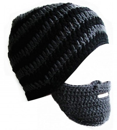 Skullies & Beanies Windproof Ski Mask Warm Knitted Beanie Hat Cap - Grey & Grey Mask - CM12N72KAUA $8.10