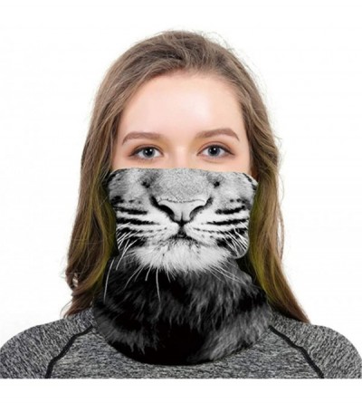 Balaclavas Cool Wolf Lion Print Bandana Balaclava Face Mask Neck Gaiter Scarf Headband for Men Women - White Tiger - CJ197XN6...