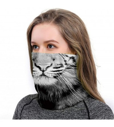 Balaclavas Cool Wolf Lion Print Bandana Balaclava Face Mask Neck Gaiter Scarf Headband for Men Women - White Tiger - CJ197XN6...