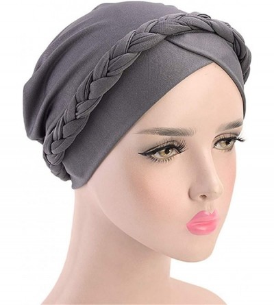 Skullies & Beanies Chemo Cancer Turbans Cap Twisted Braid Hair Cover Wrap Turban Headwear for Women - Single Braid Orange - C...