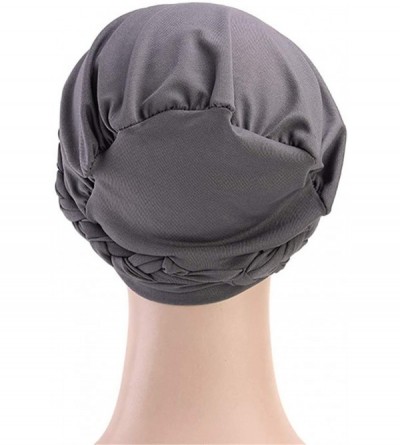 Skullies & Beanies Chemo Cancer Turbans Cap Twisted Braid Hair Cover Wrap Turban Headwear for Women - Single Braid Orange - C...