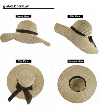 Sun Hats Women Sun Beach Hat Straw Hat for Wide Brim Adjustable UV Protection Summer Roll up Fashion Big Cap UPF 50+ - C018SK...