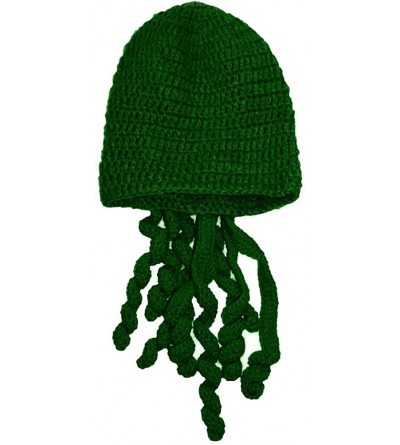 Skullies & Beanies Crochet Octopus Tentacle Beanie Hat Squid Cover Cap Knitted Beard Caps - Green - CG12NSXEXLB $8.32