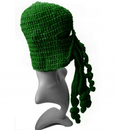 Skullies & Beanies Crochet Octopus Tentacle Beanie Hat Squid Cover Cap Knitted Beard Caps - Green - CG12NSXEXLB $8.32