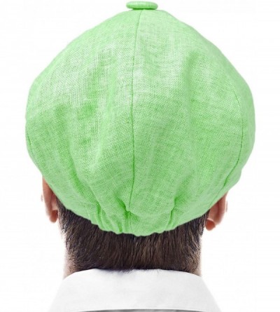 Newsboy Caps Men's 100% Linen Snap Front Newsboy Drivers Cabbie Gatsby Apple Cap Hat - Solid Mint - CY1962SQM5W $22.45