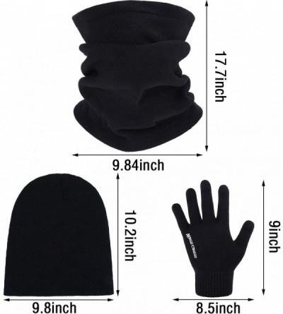 Skullies & Beanies Winter Beanie Hat Gloves Scarf for Men Women Touchscreen Gloves Warm Set Black - CL18ZW3XLZ9 $9.45