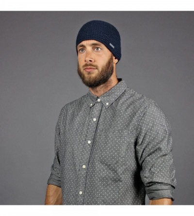 Skullies & Beanies Skull Caps for Men - Skull Cap + Beanie for Men and Perfect Form Fit + Winter Hats - Navy - C812LLH4ZPN $2...