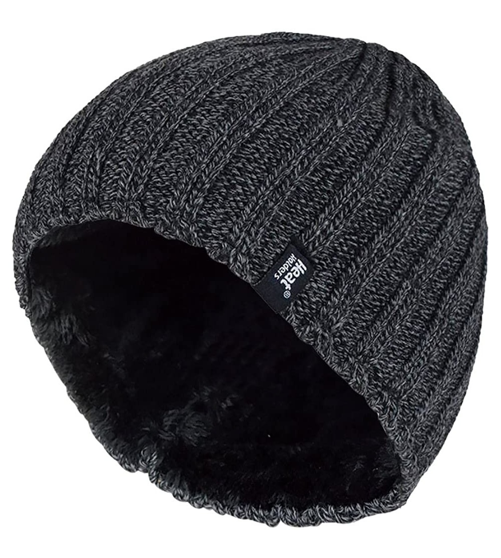 Skullies & Beanies Men's Plain Ribbed Knitted 3.4 tog Thermal Winter Beanie Hat Grey - C411HQSEK4N $21.47