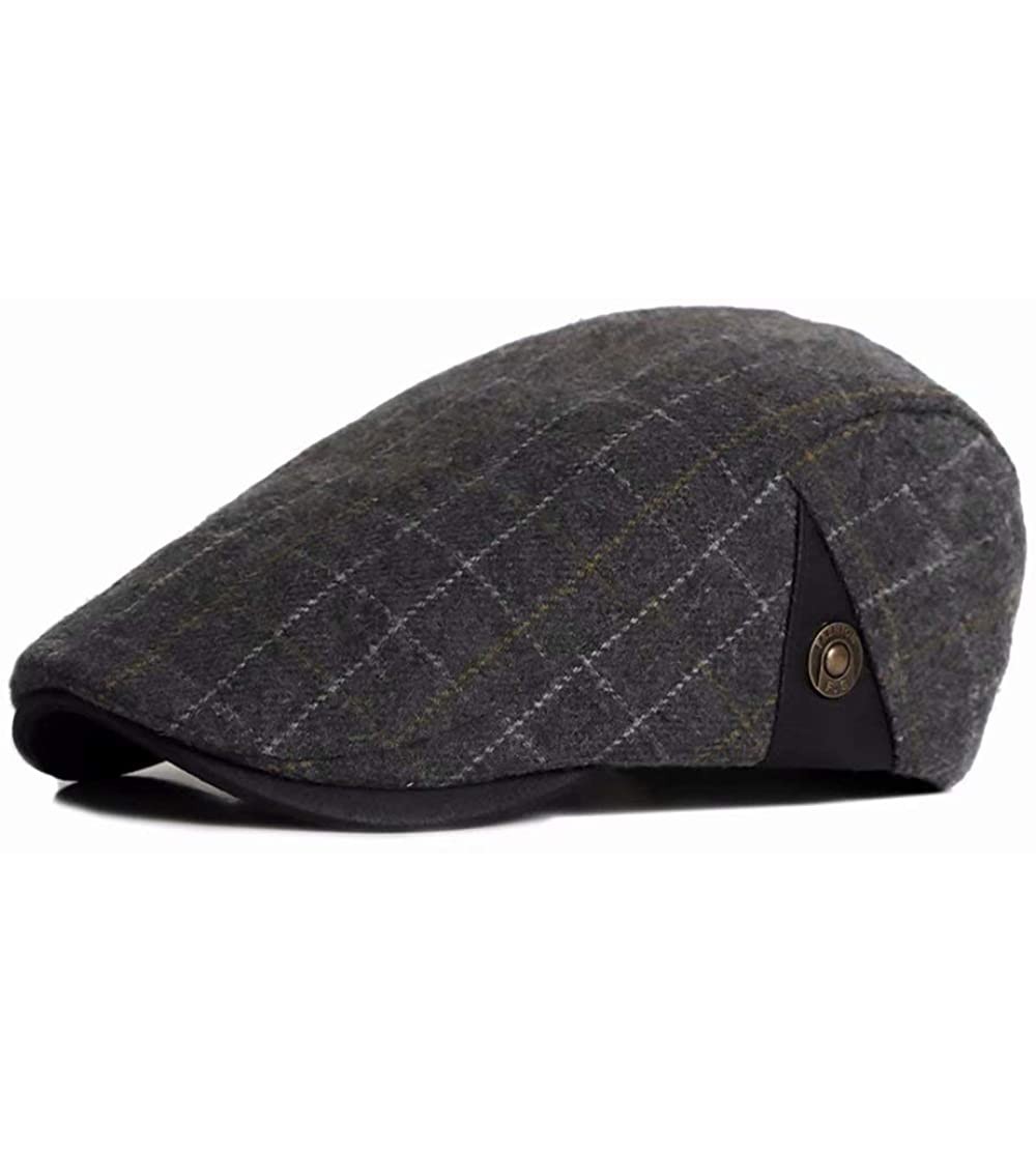 Newsboy Caps Men's /Women Beret Hat Adjustable Plaid Classic Flat Cap Ivy Cabbie Newsboy Hat - Yellow-plaid - CJ18TIR20IX $10.09