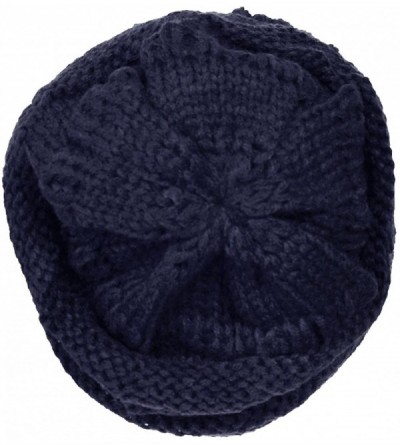 Skullies & Beanies Winter Warm Knitted Infinity Scarf and Beanie Hat - Navy_1 - CB18ZTXWEZT $14.86