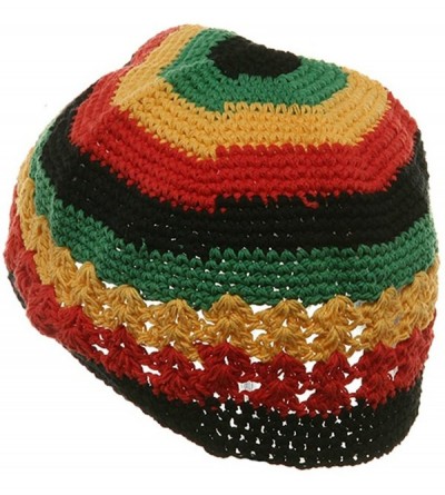 Skullies & Beanies Hand Crocheted Beanie (02)-Rasta - C71117ER3JL $7.82