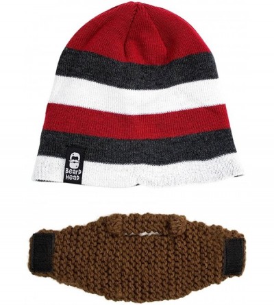 Skullies & Beanies Stubble Cruiser Beard Beanie - Funny Knit Hat and Fake Beard Facemask - Brown - C911DEAXIMB $17.30