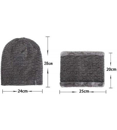 Skullies & Beanies 2PCS Set Unisex Knitted Thick Cap Hedging Head Hat Beanie Warm Caps+Neck Warmers Suit - Navy - CX18L3C984Q...