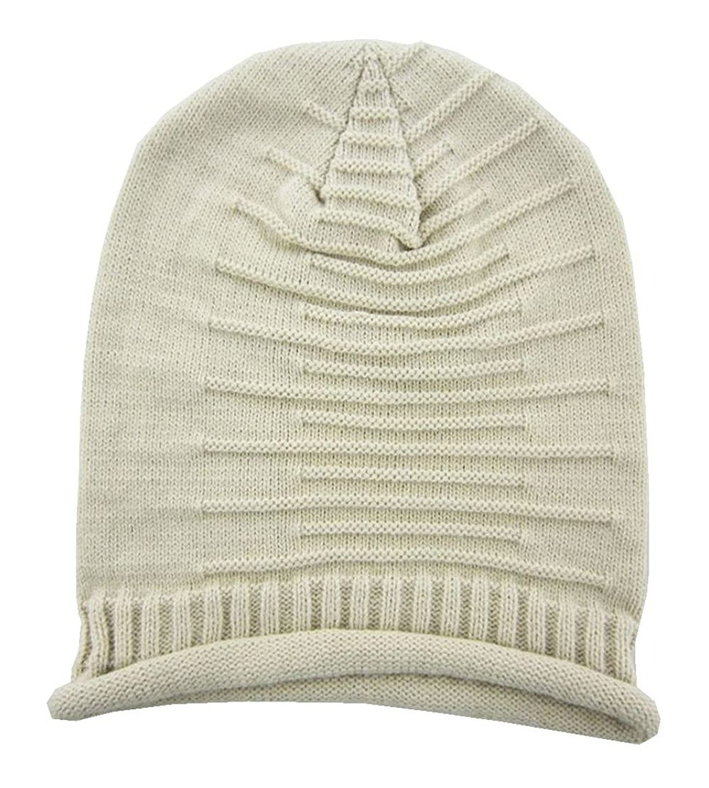 Skullies & Beanies Women Men Winter Knit Slouch Cap - Beige - CR11NMTB3EP $7.79