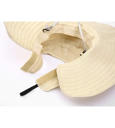 Sun Hats Women Wide Brim Sun Hats Foldable Summer Beach UV Protection Caps with Neck Cord - Beige - CP18RH7453Y $16.28