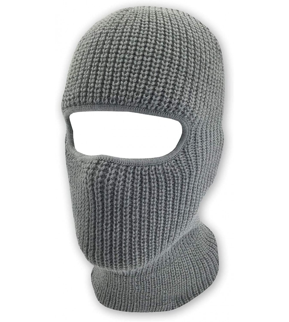 Balaclavas Double Layered Knitted One Hole Ski Mask Tactical Paintball Running - Gray - C6180CDTE36 $7.67