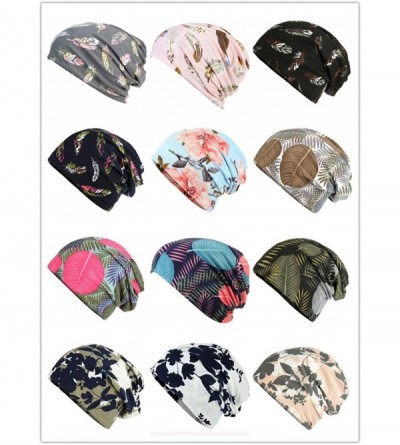 Skullies & Beanies Flower Printed Beanie Women Turban Headband Chemo Cap - Pet-a - C8198SIAOTO $8.32