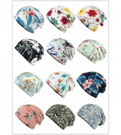 Skullies & Beanies Flower Printed Beanie Women Turban Headband Chemo Cap - Pet-a - C8198SIAOTO $8.32