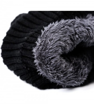 Skullies & Beanies Mens Winter Hat Warm Comfortable Soft Knit Beanie Hats Lined with Fleece - Black - CM184YKZ23N $9.78