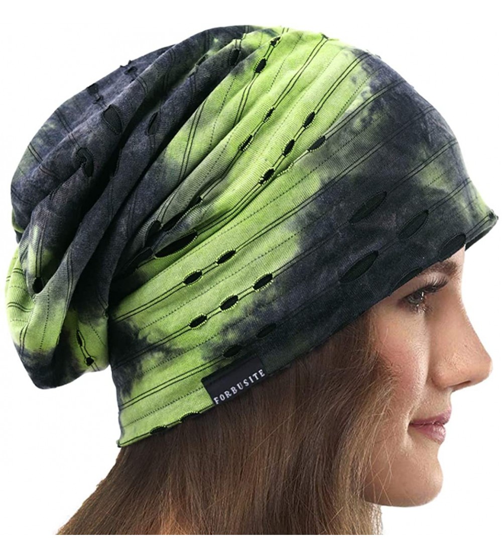 Skullies & Beanies Women's Slouchy Beanie Thin Summer Skull Cap Turban Soft Sleep Chemo Hat - B Green - CE198DTAAX4 $16.73