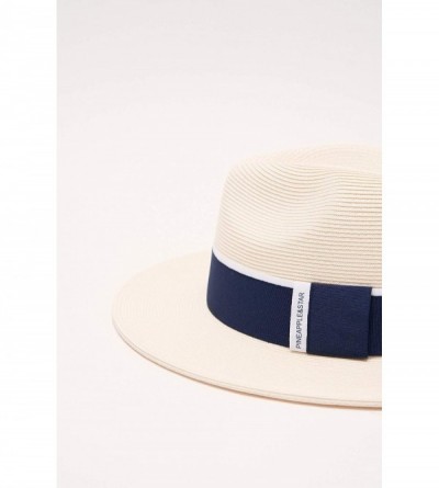 Fedoras Pineapple&Star Sun Straw Fedora Beach Hat Fine Braid UPF50+ for Both Women Men - Ivory_2020bw - CX194N0YHAA $45.61