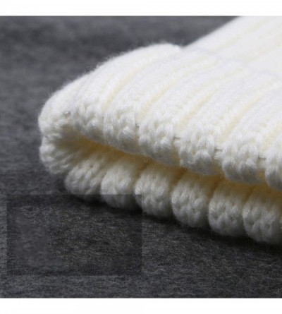 Skullies & Beanies Knitted Real Fur Hat 100% Real Raccoon Fur Pom Pom Hat Winter Women Hat Beanie for Women - White - CN18LZ9...