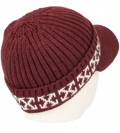 Skullies & Beanies Winter Knit Visor Beanie Hat Baseball Watch Cap CRQ1102 - Wine - C218KGXEHCL $18.86