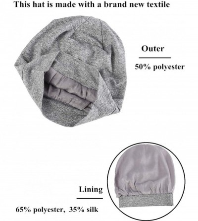 Skullies & Beanies Satin Silk Lined Sleep Cap - Beanie Slap Hat-Amazing Soft Chome Cap - Grey-ylz - C1193E2056E $14.46