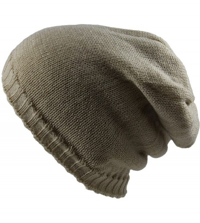 Skullies & Beanies Unisex Knit Slouch Reversible Beanie - Beige - C2122B7OTOJ $13.20