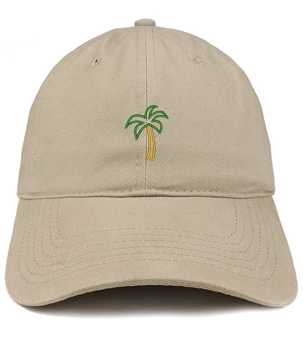 Baseball Caps Palm Tree Embroidered Dad Hat Adjustable Cotton Baseball Cap - Khaki - C4185HMAS4O $21.68