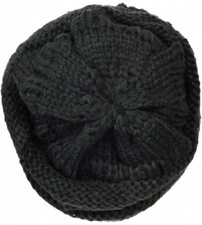 Skullies & Beanies Winter Warm Knitted Infinity Scarf and Beanie Hat - Black_1 - CH18ZTXWXQG $16.39