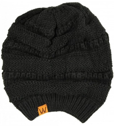 Skullies & Beanies Winter Warm Knitted Infinity Scarf and Beanie Hat - Black_1 - CH18ZTXWXQG $16.39