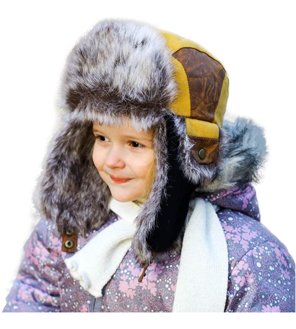 Skullies & Beanies Cotton Trapper Hat Faux Fur Earflaps Hunting Hat Warm Pillow Lining Unisex - 67191b_yellow - CH19407A654 $...