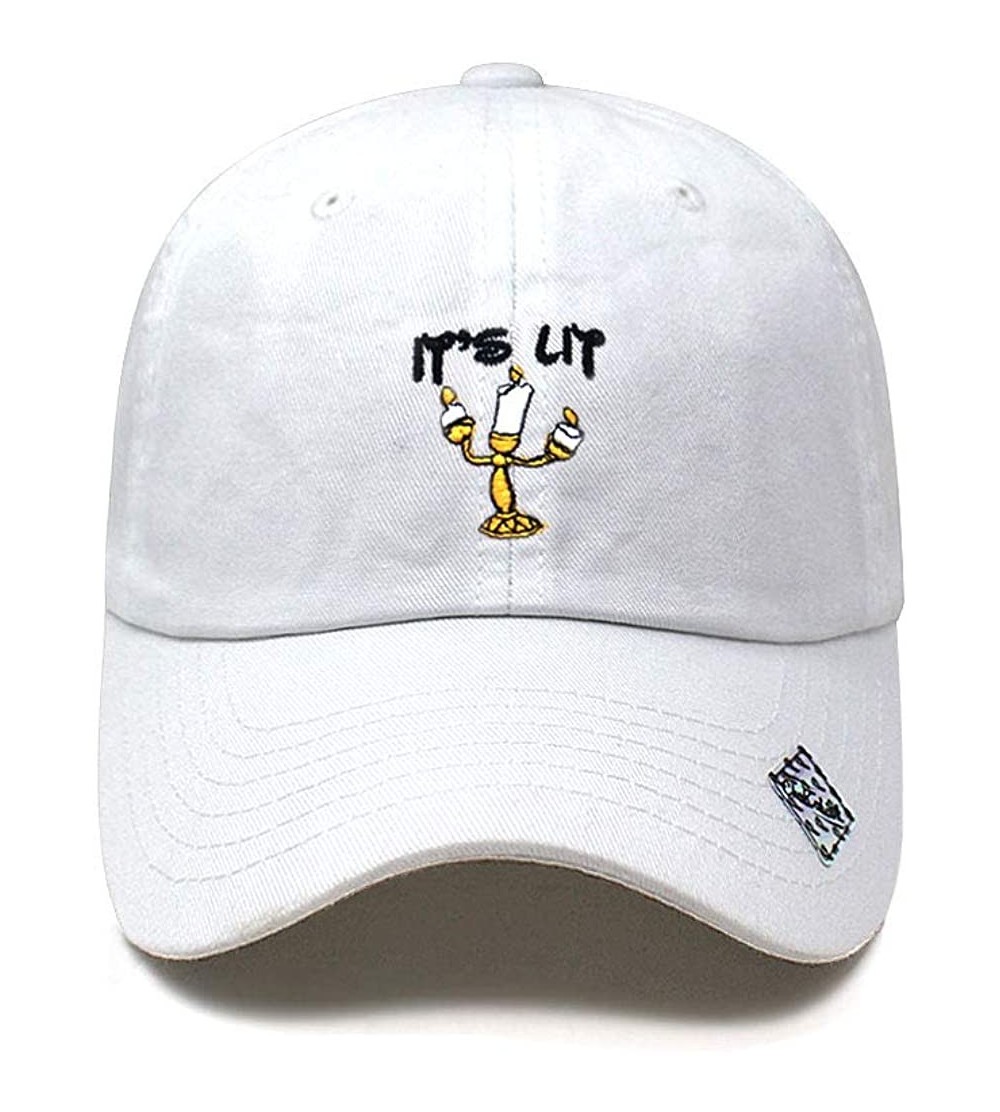 Baseball Caps Its Lit lamp Dad Hat Cotton Baseball Cap Polo Style Low Profile - White - CX185S7LIKD $11.86