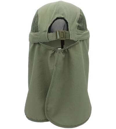 Sun Hats Kids Sun Protection Hat Lightweight Mesh Flap Cap Quick Dry Detachable - Army Green - CL18E7Q5HOY $18.30