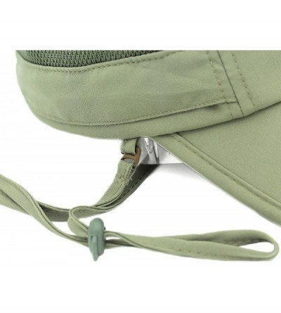 Sun Hats Kids Sun Protection Hat Lightweight Mesh Flap Cap Quick Dry Detachable - Army Green - CL18E7Q5HOY $18.30