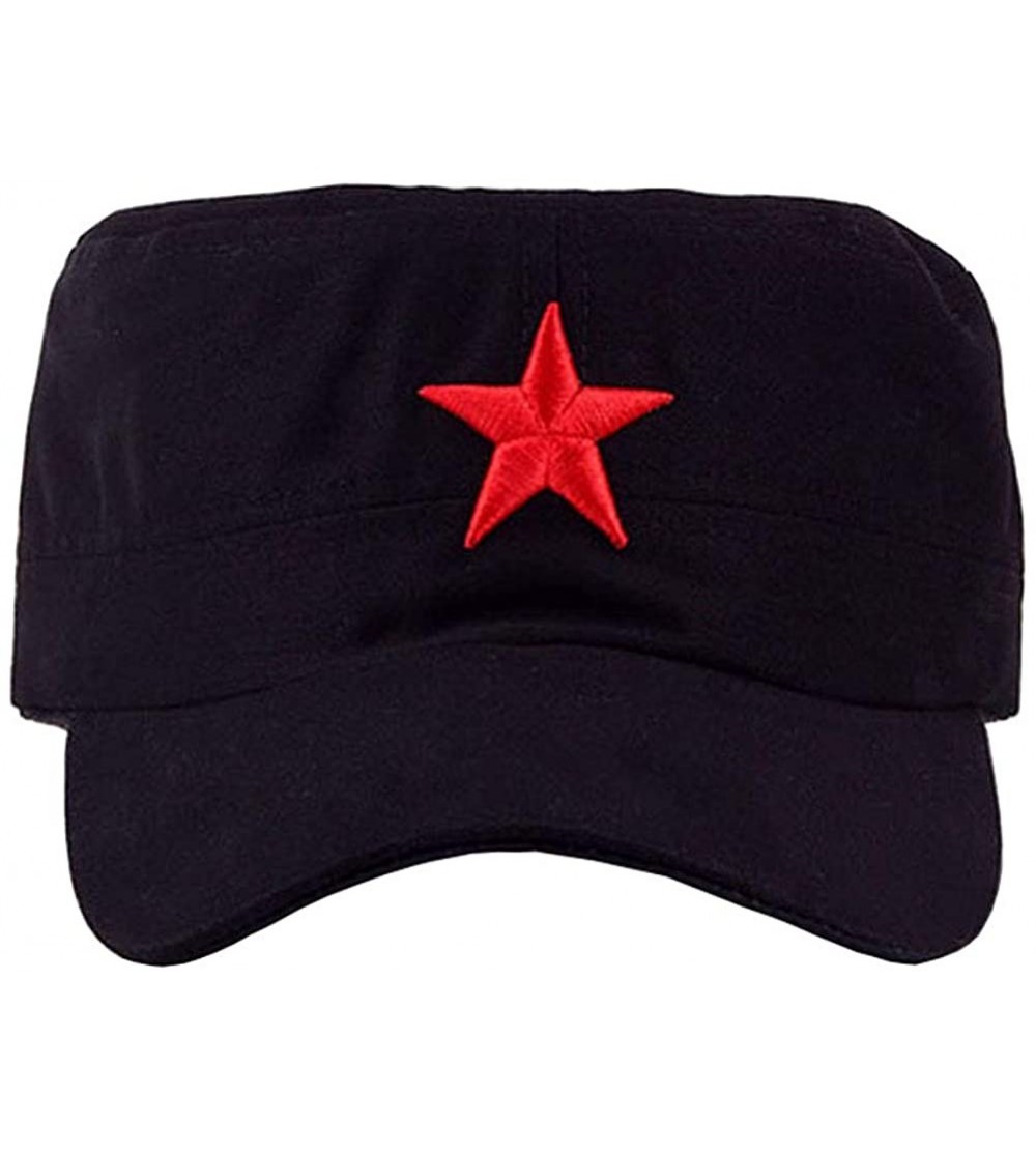 Skullies & Beanies Vintage Fatigue Red Star Army Hat Military Cap - Black - C418I6R2I9C $8.98