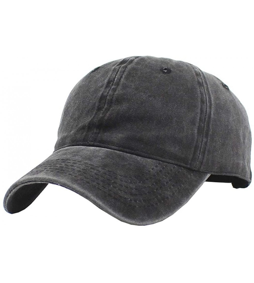 Baseball Caps Unstructured-Black Baseaball-Cap Plain-Solid Cotton Baseball Hats for Men - Black - C818UN9HAW8 $11.86