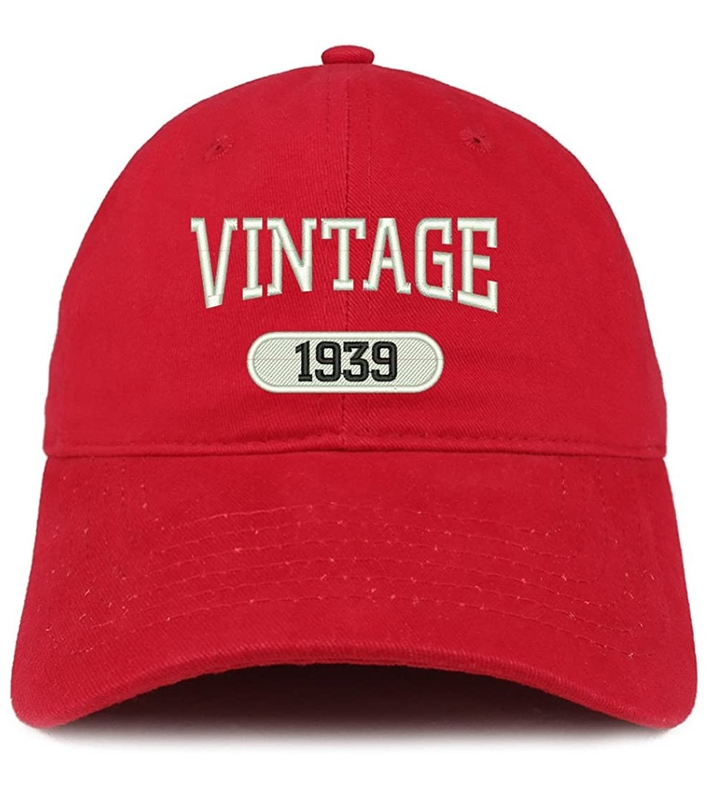 Baseball Caps Vintage 1939 Embroidered 81st Birthday Relaxed Fitting Cotton Cap - Red - C612O5Q0EPW $16.19